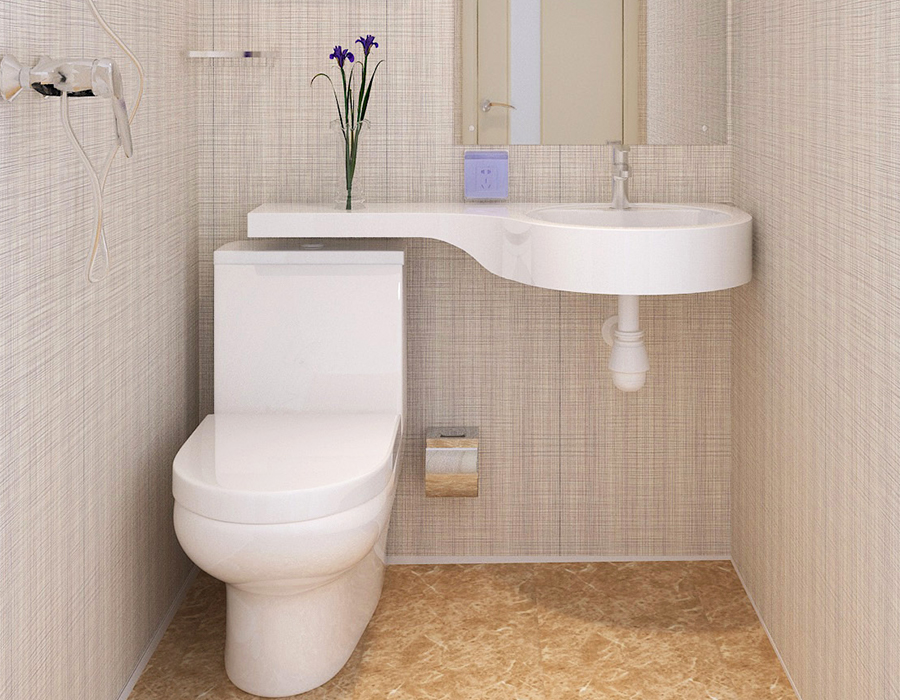 Unitate de baie modulară prefabricată pentru hotel, cu panou complet PEC din fibră rășină