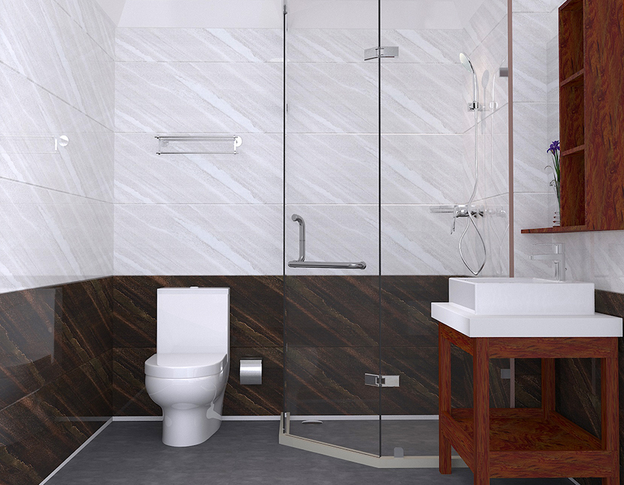 Unitate de baie de hotel prefabricată RTM cu bază din ceramică moale cu panouri din fibră rășină