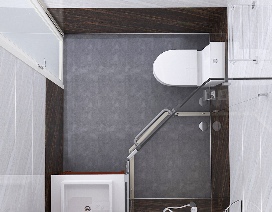 Unitate de baie de hotel prefabricată RTM cu bază din ceramică moale cu panouri din fibră rășină