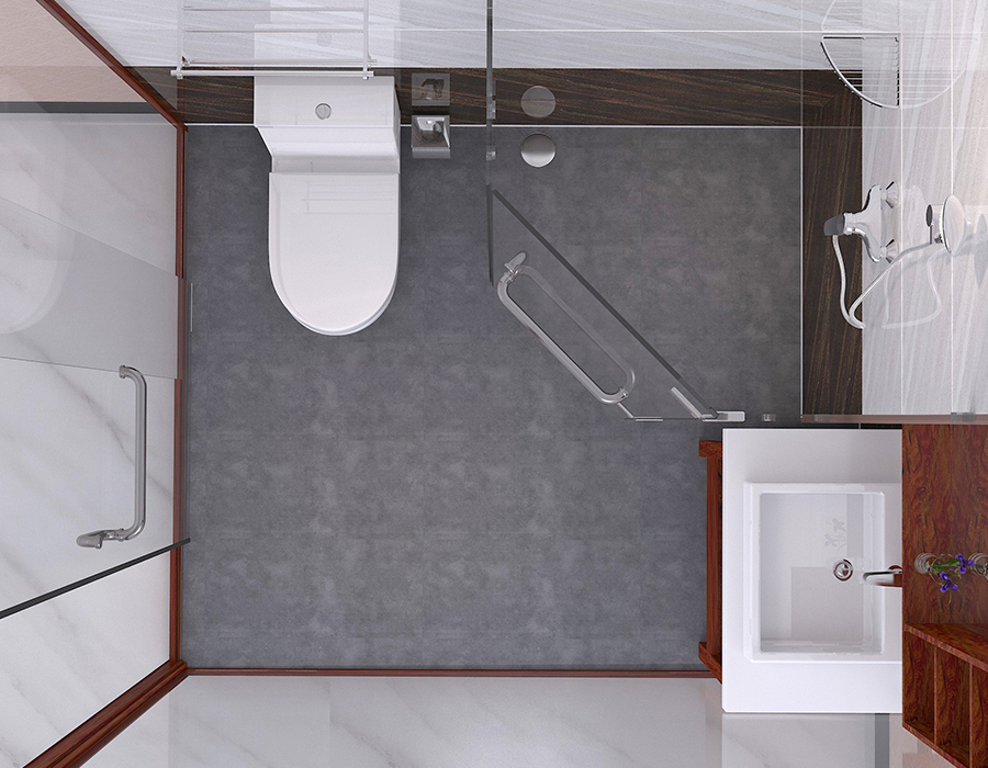 Unitate de baie prefabricată de hotel cu panouri din fibră de rășină PEC și bază din ceramică moale RTM