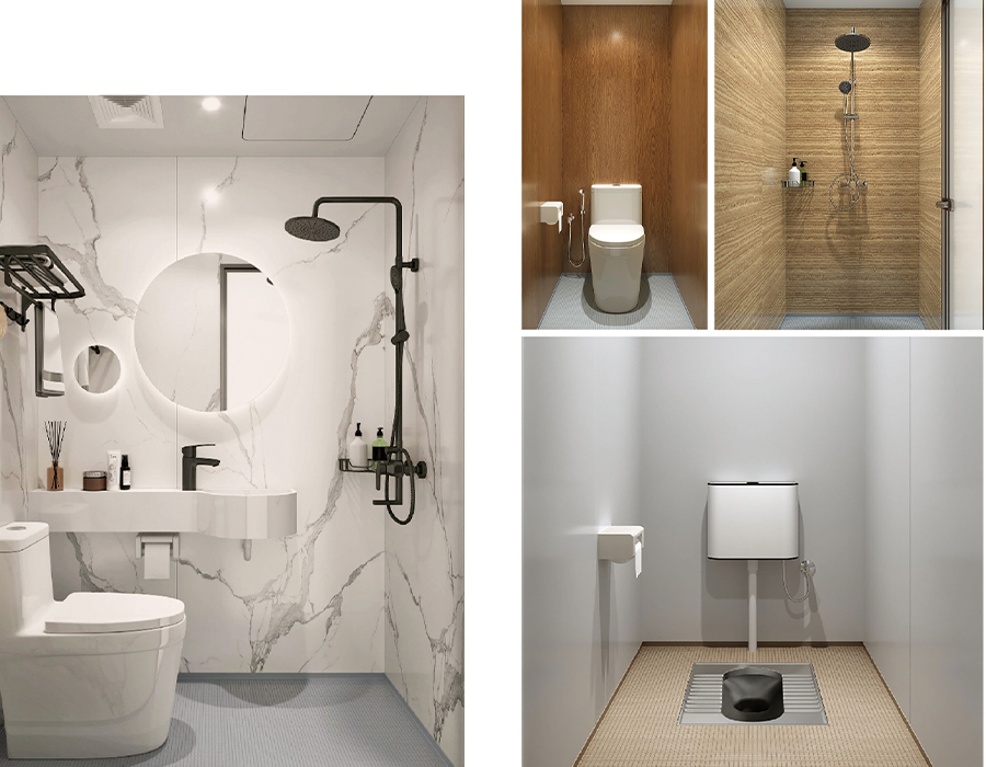 Baie prefabricată All-in-one SMC multicoloră de o singură culoare